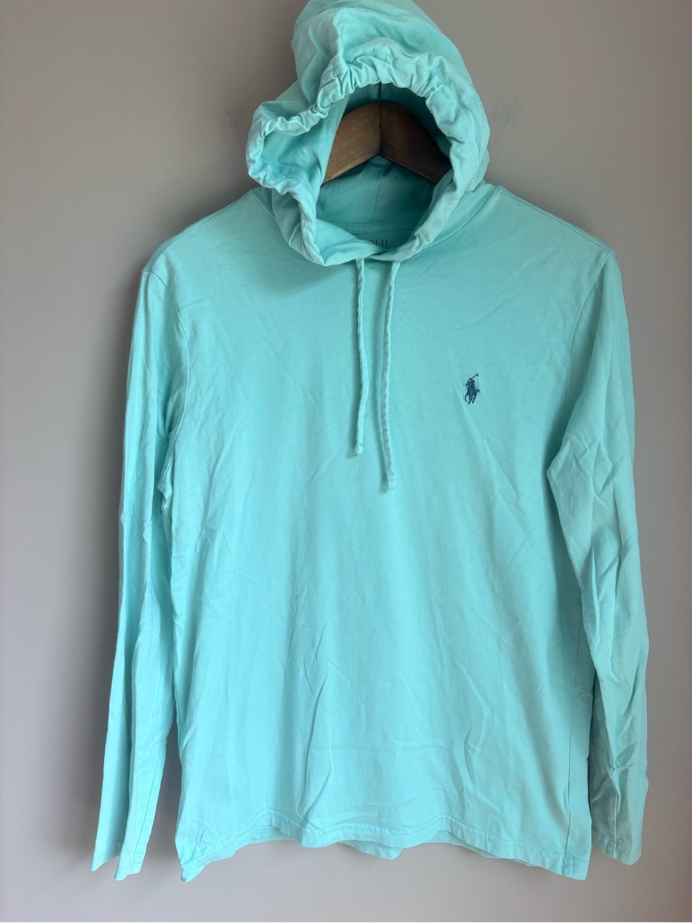 Polo Ralph Lauren Men’s Long Sleeve Hooded Pullover Shirt‎ Teal Green Size Small